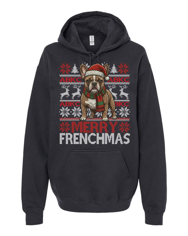 ABKC French Bulldog Christmas Hoodie Adult Fit