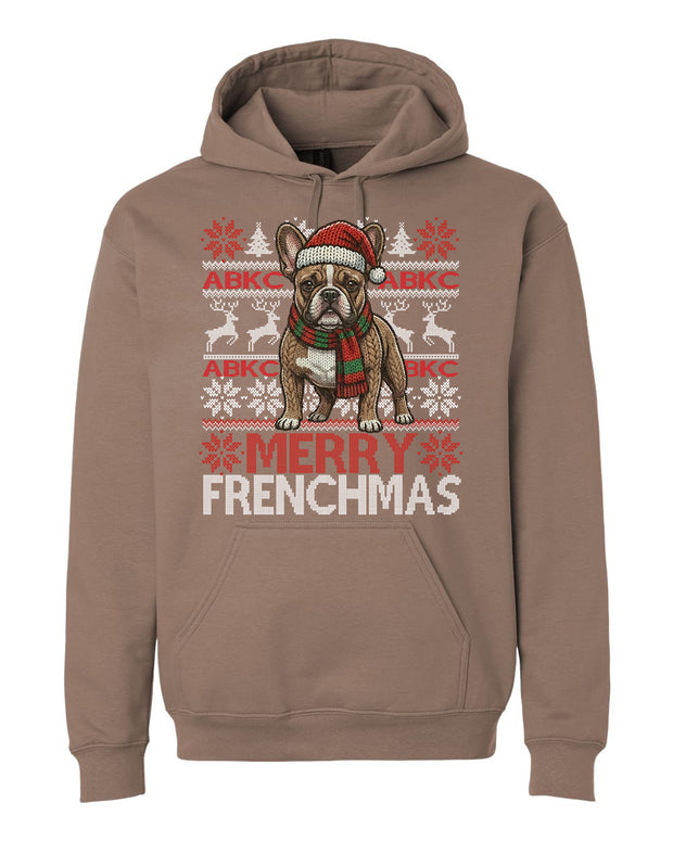 ABKC French Bulldog Christmas Hoodie Adult Fit