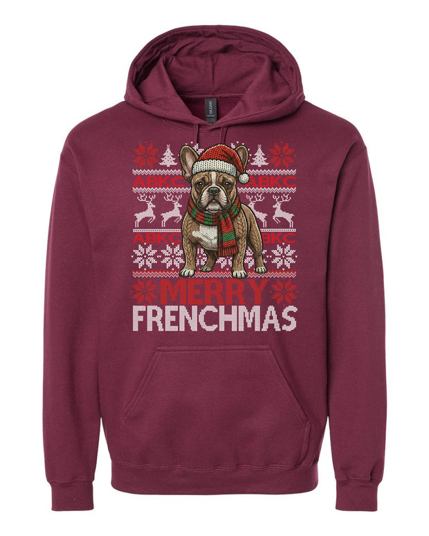 ABKC French Bulldog Christmas Hoodie Adult Fit
