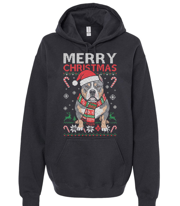 American Bully Merry Christmas Hoodie Adult Fit
