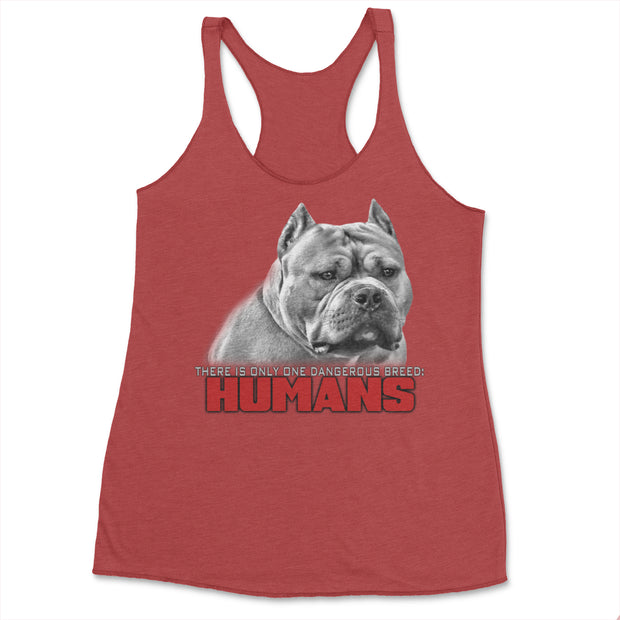 Ban Stupid Humans Not Dogs Ladies Tri Blend Tank Top