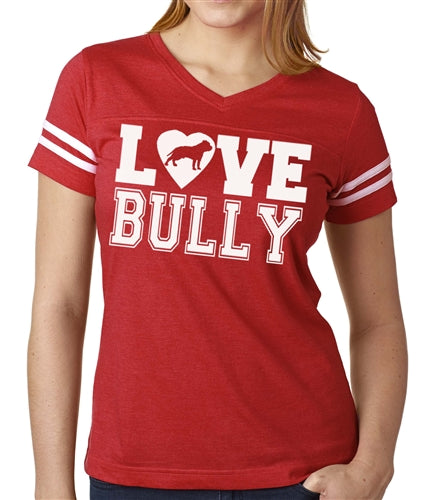 Love Bully Women's vneck football jersey Tee