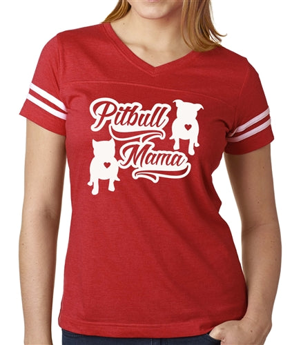 Pitbull Mama vneck football jersey