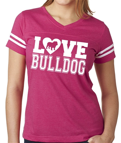 Love Bulldog Women's Football Jersey English Bulldog Shirt