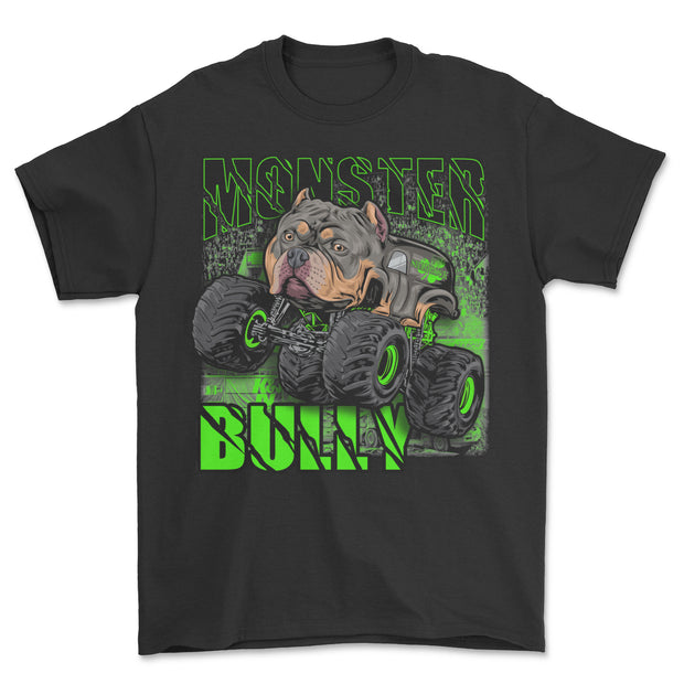 Green Monster Truck Bully Adult T Shirt
