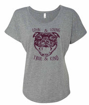 True & Kind Loving and Loyal Pit Bull Flowy Style Shirt